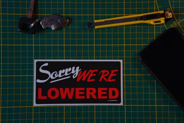 Sorry we´re lowered Bumper Sticker